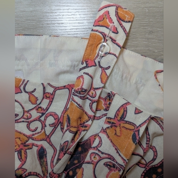 House of Harlow Orange Floral Belted Linen Blend Sleeveless Romper Retro Coastal - Picture 8 of 11